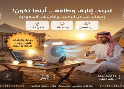 مروحة كشتات شحن بالطاقة الشمسية